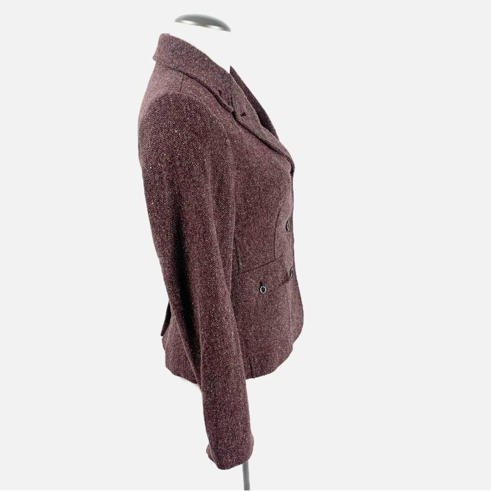 L.L. Bean Wool-Silk Herringbone Tweed Blazer (Small, Burgundy Mix) - Picture 8 of 11